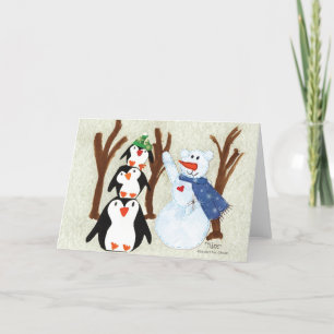 Cartão De Agradecimento Diversão com Pinguim - Arte Infantil para CHOC
