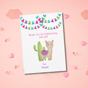 Cartão De Agradecimento Diversão Completa de Lhama Rosa Roxo Aniversário d