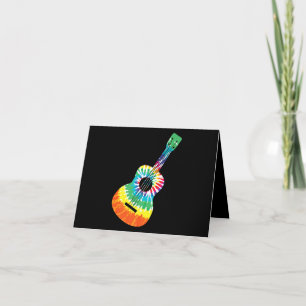 Cartão De Agradecimento Diversão Hippie Rainbow Tie Dye Acoustic Guitar P