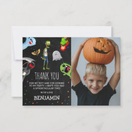 Cartão De Agradecimento Diversão no aniversário das crianças no Halloween
