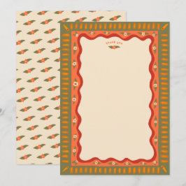 Cartão De Agradecimento Diversão Retro Boho Festa de Noiva Feita à Mão PER