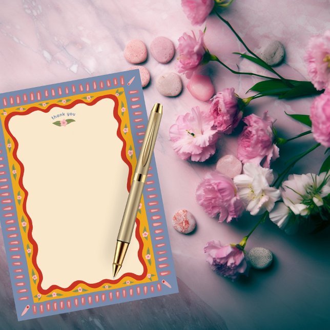 Cartão De Agradecimento Diversão Retro Boho Festa de Noiva Feita à Mão PER (Retro Boho Fun Handmade CUSTOM Bridal Shower Thank You Card
)