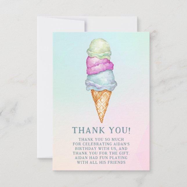 Cartão De Agradecimento Diversão Verão Foto de Sorvete Aniversário Festa  (Frente)