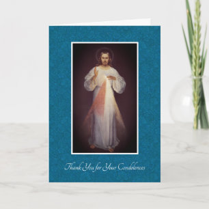 Cartão De Agradecimento Divine Mercy Jesus  Catholic Condolence Thank You