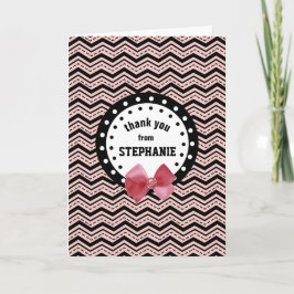 Cartão De Agradecimento Divisores, pontos e Arco cor-de-rosa e branco Z58