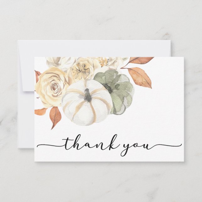Cartão de Agradecimento do Abóbora de Outono Rústi (Frente)