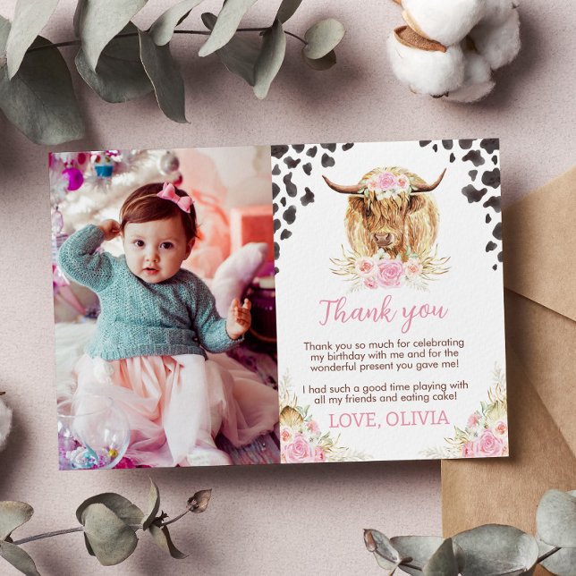 Cartão de Agradecimento do Aniversário da Vaca das (Criador carregado)