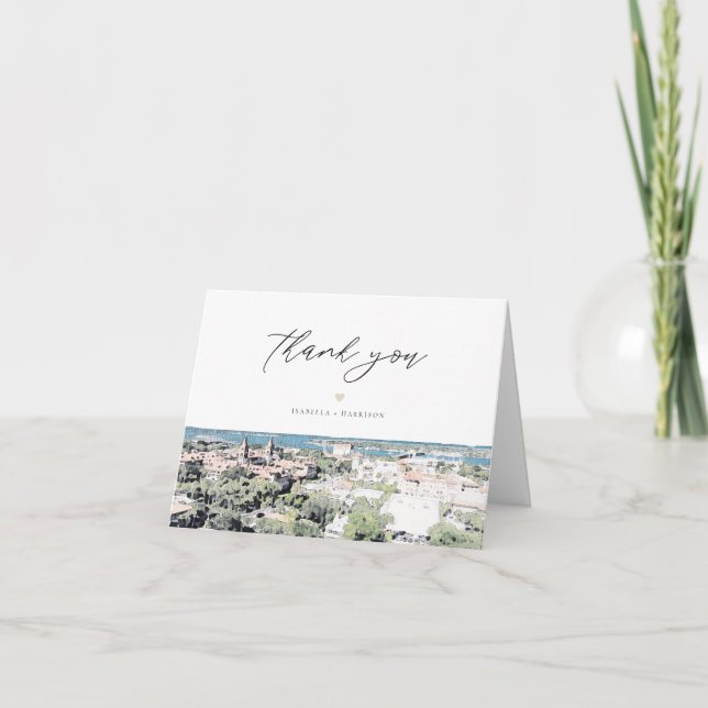 Cartão de Agradecimento do Céu em Aquarela de ST A (Frente)