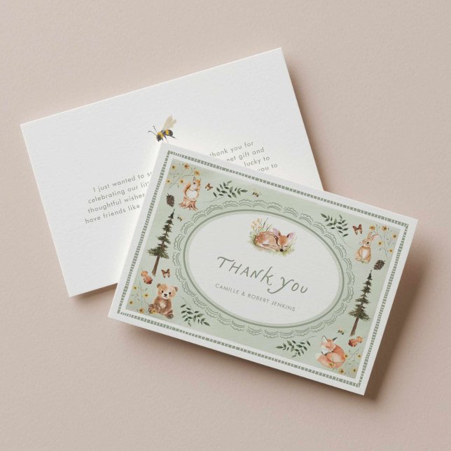 Cartão de Agradecimento do Chá de Bebê do Livro de (Green Storybook Baby Shower Thank you card)