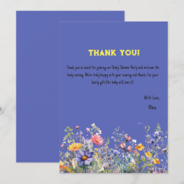 Cartão de Agradecimento do Chá de Bebê Flores Silv