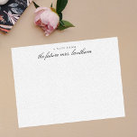 Cartão De Agradecimento Do Futuro Chá Personalizado Bridal<br><div class="desc">Um cartões de agradecimentos limpo e clássico para escrever notas de apreciação aos seus convidados chás de panela. Este design minimalista apresenta a frase "uma nota da futura sra. your name" em preto serif e script font.</div>
