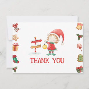 Cartão de Agradecimento do Papai Noel Elfo de Nata
