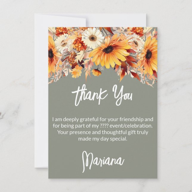 Cartão de Agradecimento do Partido de Flores de Ou (Frente)