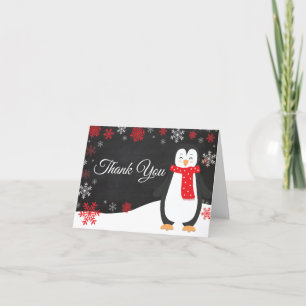 Cartão de Agradecimento do Pinguim de Inverno Floc