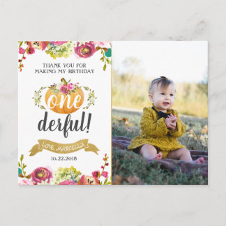 Cartão de agradecimento do primeiro aniversário da