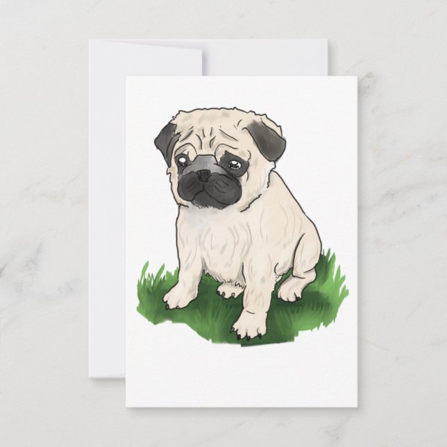 Cartão de agradecimento do pug sentado fofo (Frente)
