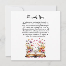 Cartão de Agradecimento do Tema Livro e Anel