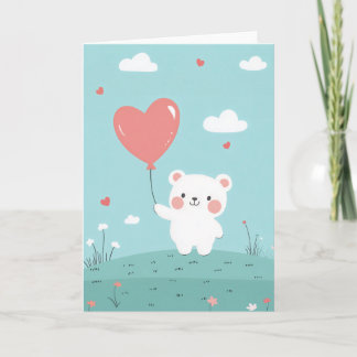 Cartão de Agradecimento do Urso de Amor Fofo