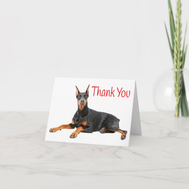 Cartão De Agradecimento Doberman Pinscher Puppy Dog Red - Obrigado - Vazio (Frente)