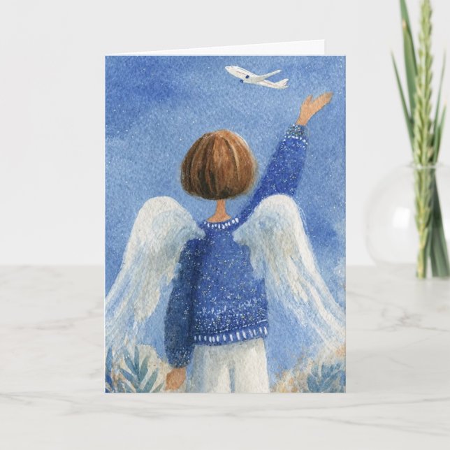 Cartão de Agradecimento Doblado 5x7-Anjo Mulher e  (Frente)