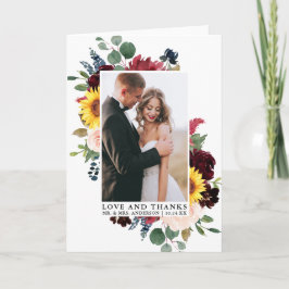 Cartão De Agradecimento Dobra De Obrigados De Amor Floral Mistos Elegante