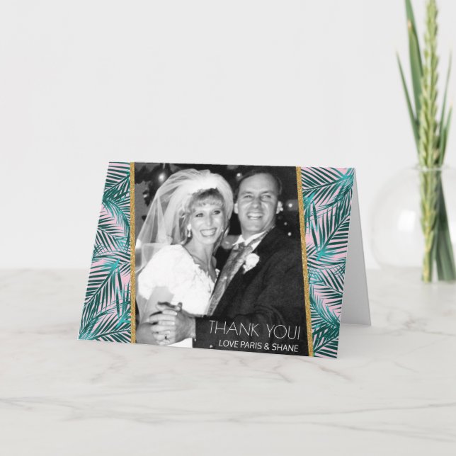 Cartão de Agradecimento Dobra de Palma Rosa 5x7 (Frente)