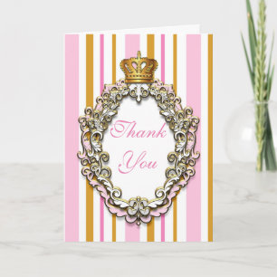 Cartão de Agradecimento Dobra Princesa e Dourado R