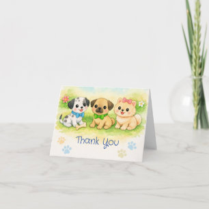 Cartão de Agradecimento Dobrado Cachorrinhos Aquar