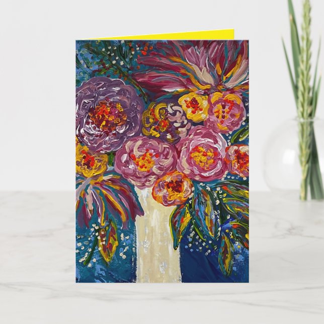 Cartão de Agradecimento Dobrado com Buquê Floral (Frente)