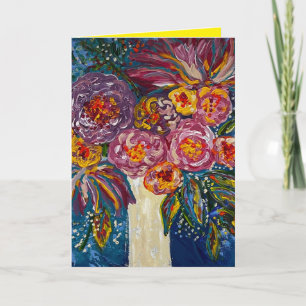 Cartão de Agradecimento Dobrado com Buquê Floral