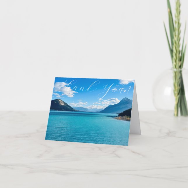 Cartão de agradecimento dobrado com foto do lago B (Frente)