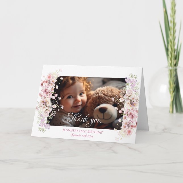 Cartão de Agradecimento Dobrado de Aniversário de  (Frente)