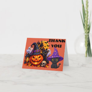Cartão de agradecimento dobrado de Halloween