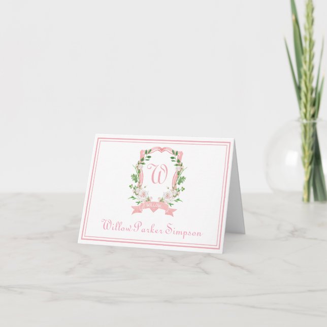 Cartão de Agradecimento Dobrado Floral Crest (Frente)