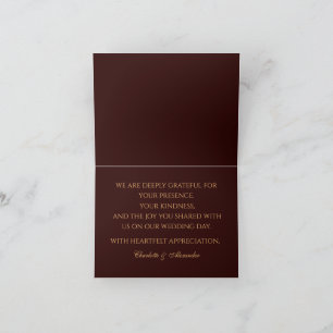 Cartão de agradecimento dobrado Royal Deep Burgund