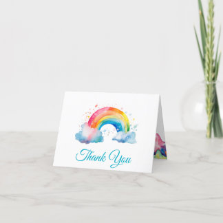 Cartão de Agradecimento Dobrável Arco-íris e Estre