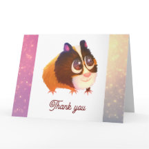 Cartão de agradecimento dobrável de animal fofo po
