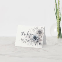 Cartão de Agradecimento Dobrável Floral em Aquarel