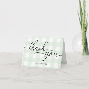 Cartão de Agradecimento Dobre Gingham Verde Limão