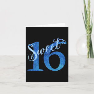 Cartão De Agradecimento Doce 16   Blue Watercolor e Faux Glitter Party