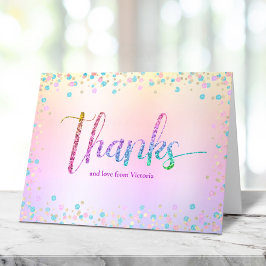 Cartão De Agradecimento Doce 16 Rainbow Glitter Foil Ombre Aniversário