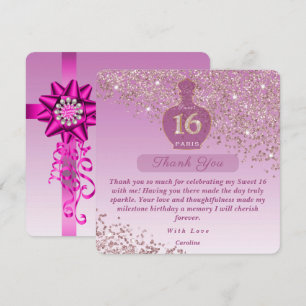 Cartão De Agradecimento Doce 16 Rosé Fragrance Studio Obrigada
