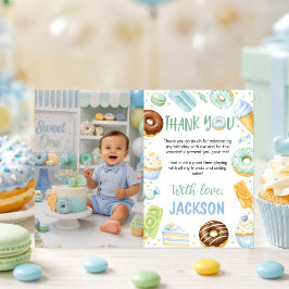 Cartão De Agradecimento Doce Aniversário de Um Donut Pastel Foto Agradecim