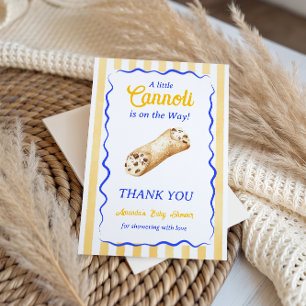 Cartão De Agradecimento Doce Cannoli Amarelo Azul Chuveiro de Bebê Italian