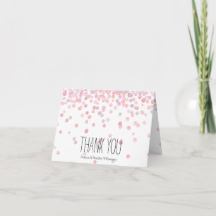 Cartão De Agradecimento Doce Confetes em Pontos de Aquarela Rosa Obrigada
