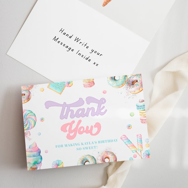 Cartão De Agradecimento Doce doce Compro Pastel Girls Aniversário (Criador carregado)