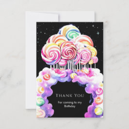 Cartão De Agradecimento Doce e Simples Aniversário Candyland