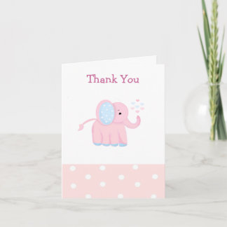 Cartão De Agradecimento Doce Elefante Rosa Bebê Obrigado