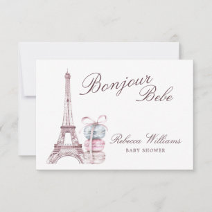 Cartão De Agradecimento Doce Macaron Bonjour Bebe Chá de fraldas Paris