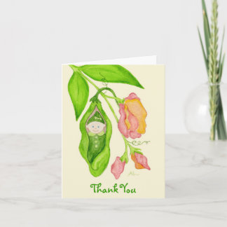 Cartão De Agradecimento Doce Menina De Ervilha Obrigado Notecard